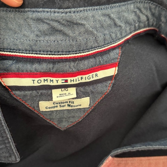 Tommy Hilfiger Oversized whiteblue pink Button down boyfriend shirt men’s size L - Picture 9 of 10